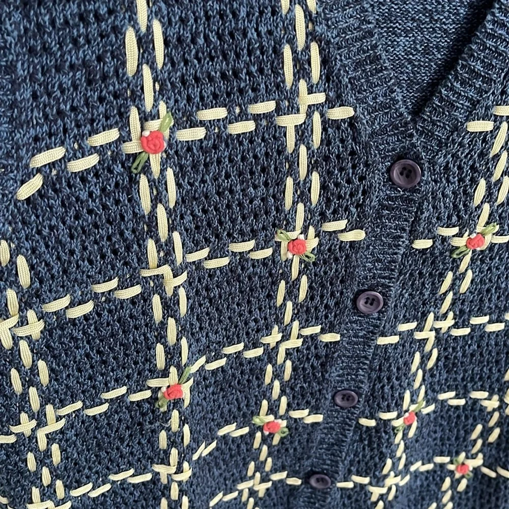 Vintage Koret Blue Knit Button Up Vest - Picture 4 of 7